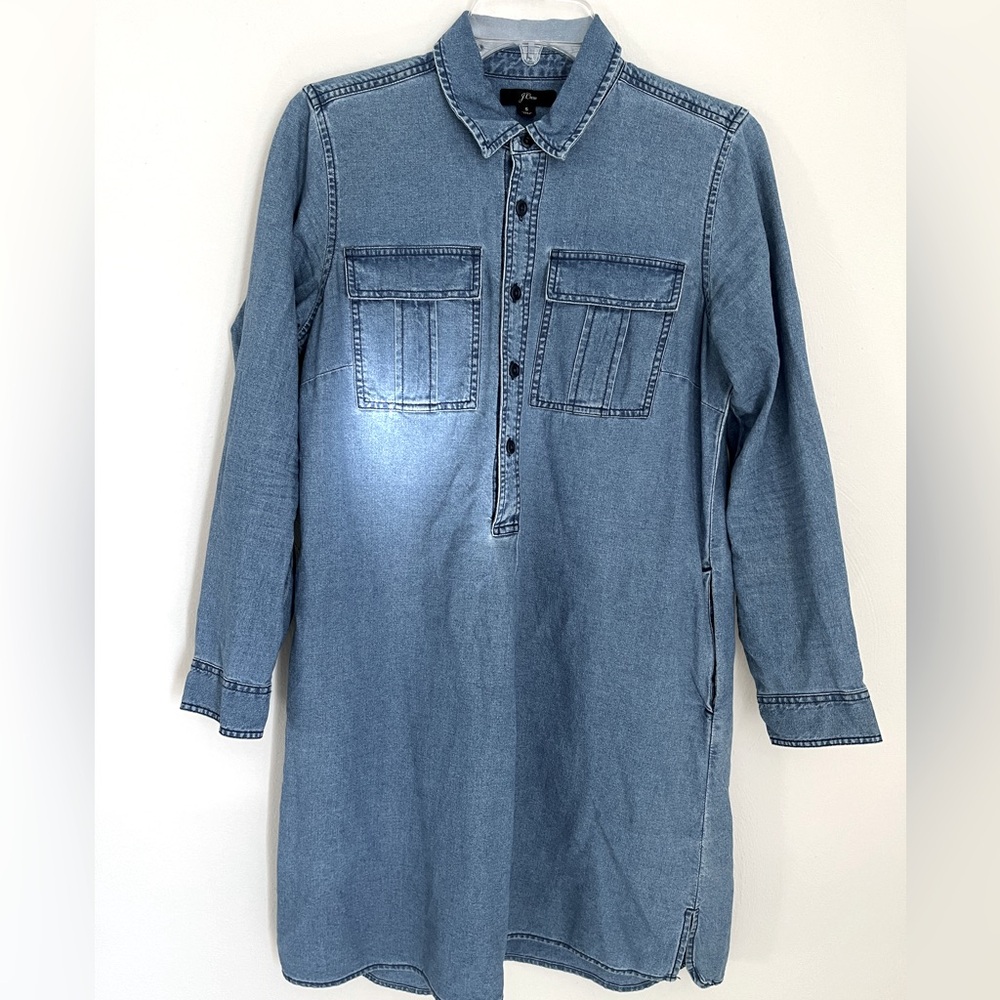 J. Crew | Drapey Light Denim Shirt Dress | S
